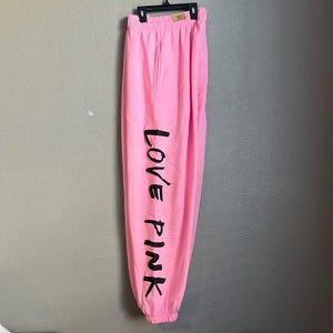 VS Pink large logo classic pants Pink Daisy With Brushed Logo